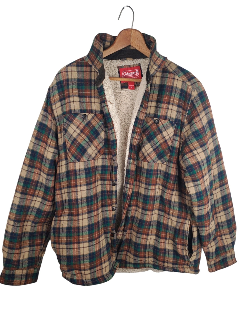 Coleman Men’s Sherpa Lined Flannel Shirt Jacket Plaid Shacket. MED. #362